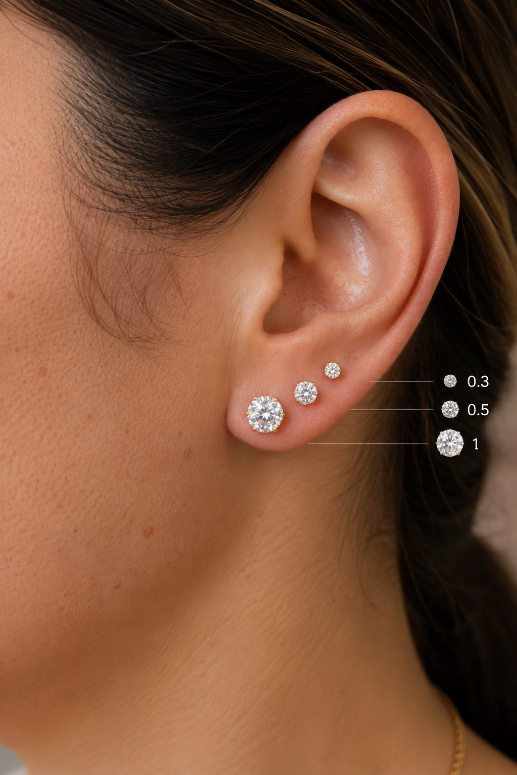 Piercing Moissanita 0.3 gold